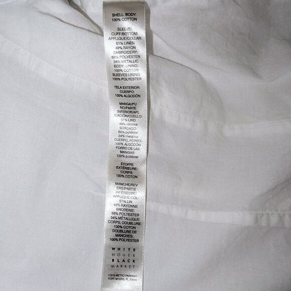 WHBM | Open Front Embroidered Cotton Linen “Matador”  White Jacket | Size Large - Picture 13 of 16